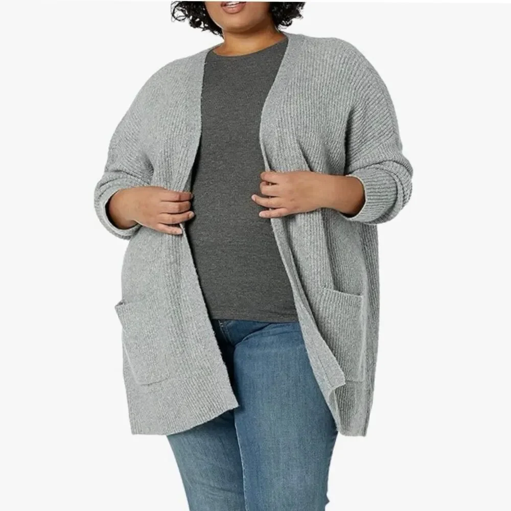 New Goodthreads Womens Cardigan Sweater XXL Gray Oversized Boucle Shaker Stitch - Picture 3 of 11